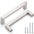 Probrico (10 Pack) 5 inch Holes Centers Square Kitchen Cabinet Handles Stainless Steel Cabinet Drawer Handles Brushed Nickel Euro Bar Pulls 5-1/2 inch Total Length - color: Brushed Nickel, size: hole center 5"