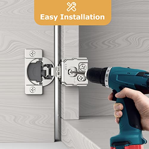Furniware 60 Pieces 1-1/4 inch Overlay Soft Close Hinges for Kitchen Cabinet Hinges Satin Nickel Hidden Hinges Soft Closing Cabinet Hinges Stainless Steel Concealed Hinge self Closing 105 Degree - color: Satin Nickel - 60 Pack, size: 1-1/4 Inch