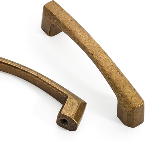 Asidrama 10 Pack 3 inch Antique Brass Kitchen Cabinet Handles - color: Antique Brass, size: 3" Hole Center(76mm)