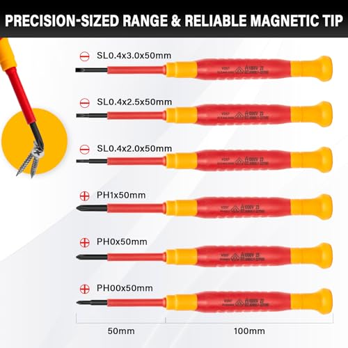 HAUTMEC 6PC Small Precision Screwdriver Set 1000V Insulated Screwdriver Set - color: Precision Screwdriver