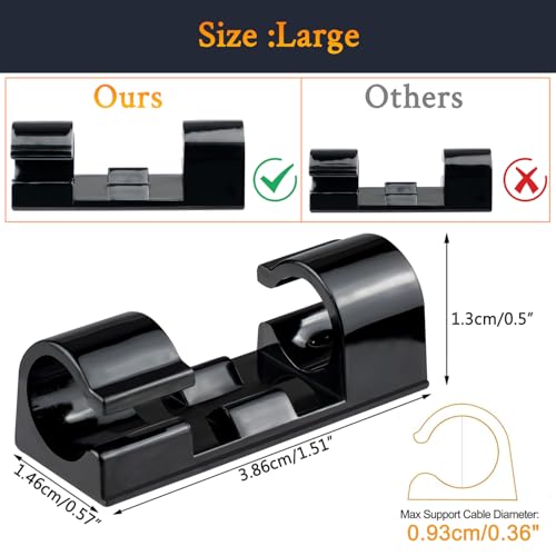 SOULWIT 50 Pcs Self Adhesive Cable Management Clips, Cable Organizers Sticky Wire Clips Cord Holder for TV PC Laptop Ethernet Cable Desktop Home Office (Black) - color: Black