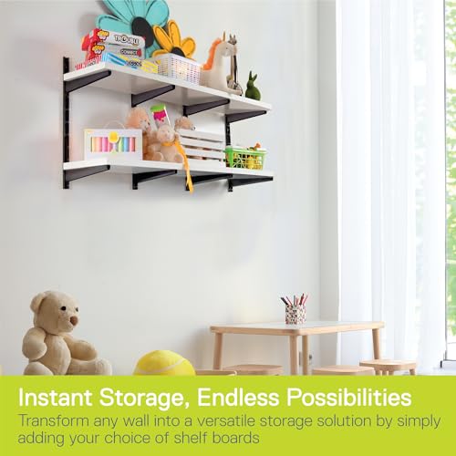 Delta Minimalistic Black Shelf Brackets Cycle, Set of 10 Fully Adjustable 12-inch Heavy Duty Shelf Brackets, Holds Up to 480 lbs, Modern Shelf Bracket for Wood Shelves - style: 12" Black 5-Tier Heavy Duty Rack