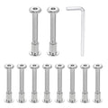 HARFINGTON 10 Set M6x50mm Hex Drive Socket Cap Bolt and M6x12mm Nuts with M4 Hex Wrench, Furniture Connector Bolts and Screws for Furniture Countersunk Belt, Silver - size: M6x50mm, M6x12mm