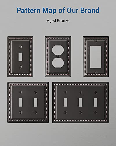 DEWENWILS Aged Bronze Light Switch Cover, Tripple Toggle Switch Wall Plates - color: Aged Bronze, size: 3 Toggle 2PK
