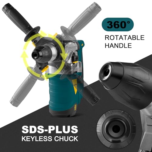 Enventor Rotary Hammer Drill with Safety Clutch, 13 A, 1-1/4 Inch SDS-Plus
