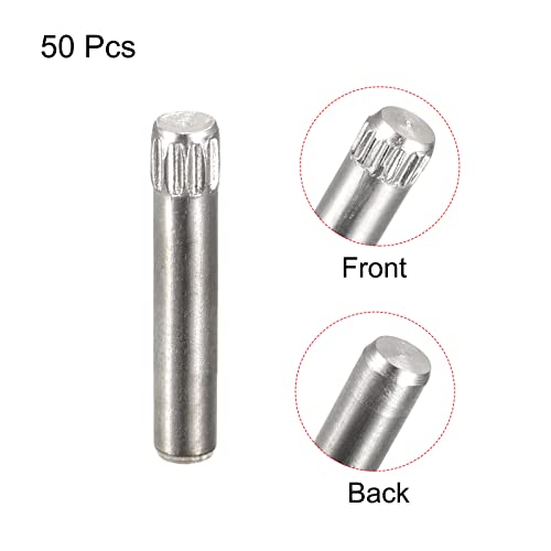 uxcell 3x18mm 304 Stainless Steel Dowel Pins, 50Pcs Knurled Head Flat Chamfered End Dowel Pin, Wood Bunk Bed Shelf Pegs Support Shelves Fasten Elements - size: 3x18mm