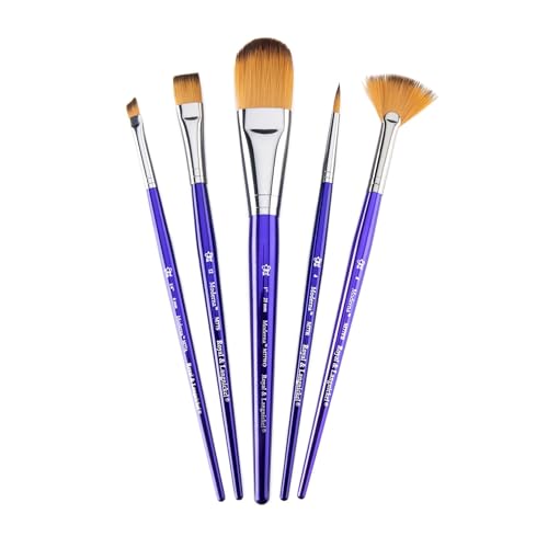 Royal & Langnickel Moderna, 5pc Variety Brush Set for All Painting Mediums, Includes - Oval Wash, Angular, Shader, Fan & Round Brushes - style: Variety