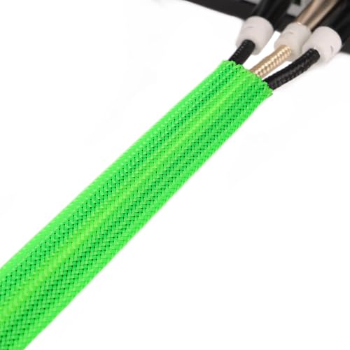 25ft PET Expandable Braided Cable Sleeve 3/8inch(10mm) Pet Braided Cable Sleeve for Audio Video Device Wire Automotive Wire (Green) - color: Green, size: 10mm"(3/8 inch)