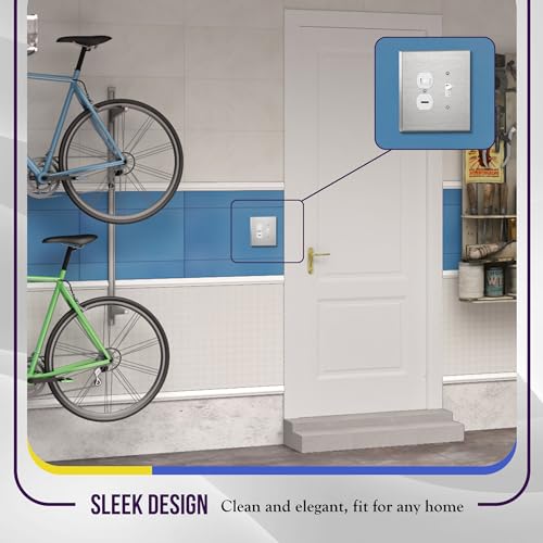 ENERLITES Combination Toggle & Duplex Metal Wall Plate, Oversize, Silver - color: Stainless Steel, size: Over-Size