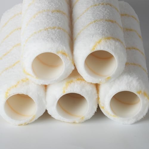 Bates- Paint Roller Covers, 9", Yellow Stripes, 8 Pack, Covers for Paint Rollers 9 Inch, 9 Inch Paint Roller Covers, Paint Roller Cover, Paint Roller Covers 9 Inch, Large Paint Roller Covers - color: Yellow Stripes, size: 9 Inch, 8 Pack