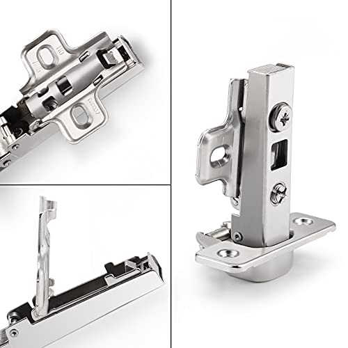 Probrico (4 Pieces Clip On Full Overlay Frameless Furniture Cabinet Door Concealed Hinges Nickel Plated Cabinet Hardware