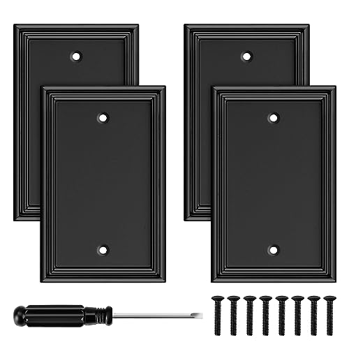 Black Modern Decorative Blank Wall Plate Light Switch Cover - size: 1 Gang Single Blank
