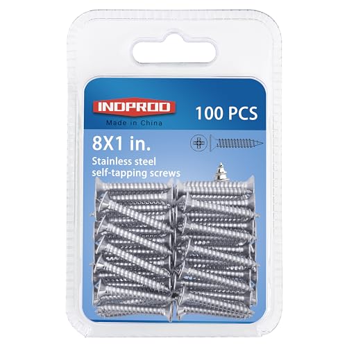#8 × 1" Flat Head Phillips Wood Screw, Flat Head Self Tapping Screw Sheet Metal Screws Wood Screws, Stainless Steel 304 (18-8), 8 × 1-Inch, 100Pcs - color: Stainless Steel Screws, size: #8 x 1"