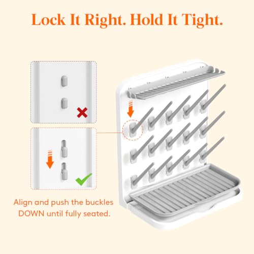 Lifewit Large Baby Bottle Drying Rack 15 Hooks, Newborn Essentials Must Haves, Bottle Storage Organizer for Countertop, Cabinet, Rack Dryer Holder for Pacifiers, Pump Parts, Baby Stuff (Pack of 2) - size: Large-15 Hooks (Pack of 2)