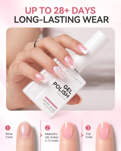 Makartt Jelly White Pink Gel Nail Polish Set 15ML : 6 Sheer Colors - color: Peachy Pink