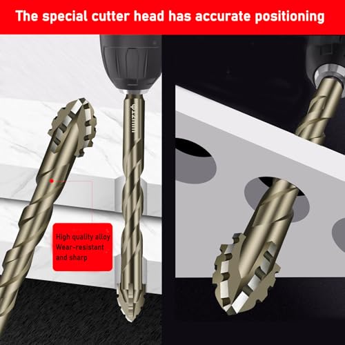 6PCS High-Strength Eccentric Twist Drill Bit Set - Four-Flute Sawtooth, Four-Edged Serrated, Multifunction (4/5/6/8/10/12mm)
