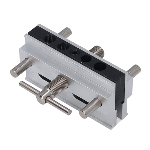 Self Centering Doweling Jig Kit Metric Adjustable Width Drilling Wth 6 Bushings Drill Jig For Straight Holes Biscuit Joiner Set (Silver) - size: Silver