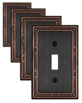 Switch Plates Outlet Covers, 4-Pack Aged Bronze Metal Wall Plates - color: Aged Bronze, size: 1 Toggle 4PK