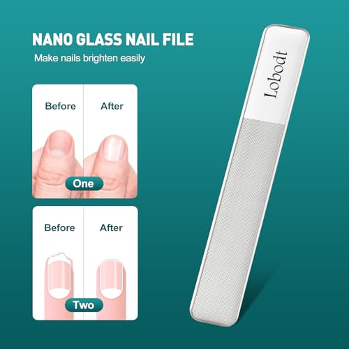 Glass & Stainless Steel Nail File, for Natural Nails, Leather Case