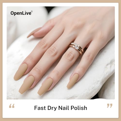 OpenLive 16.5ml Nude Brown Nail Polish Large Volume Quick Drying Nail Polish, Fast Drying and Long Lasting Color Nail Art DIY Home Manicure Gift for Women - color: Nude Brown