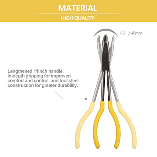 Long Reach Long Nose Pliers, 11" 90 Degree Bent Nose Pliers for Mechanics, Technicians or Home Repairing - size: 90 Degree Bent Nose