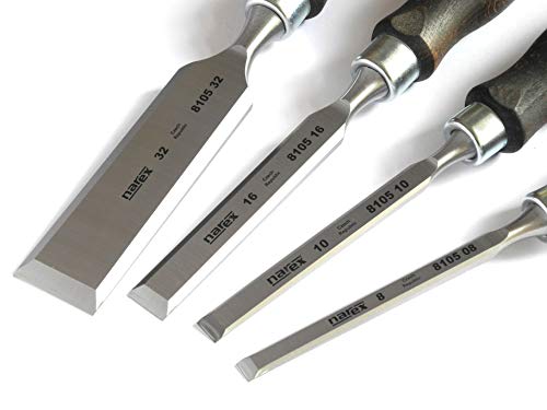 Narex Wood Chisel Set of 4 (8/10/16/32) with Dark Handle - color: Dark-stained