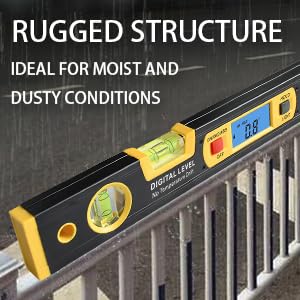 16-inch Digital Spirit Level and Protractor, Torpedo Level, Inclinometer Angle Gauge Finder Bubbles Magnetic Base with Backlight DL1802-BK (US) - color: Black