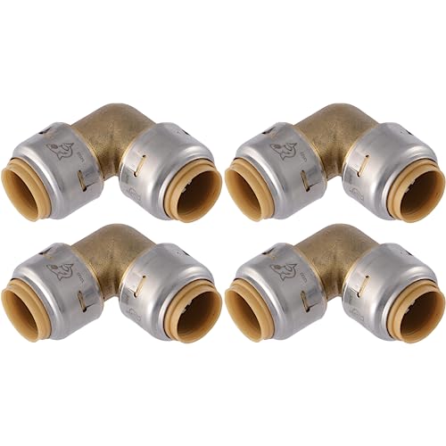 SharkBite Max 1/2 Inch 90 Degree Elbow, Pack of 4, Push to Connect Brass Plumbing Fitting, PEX Pipe, Copper, CPVC, PE-RT, HDPE, UR248A4 - size: 1/2 in., 4 Pack