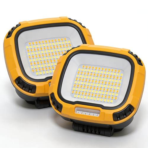 2 Pack Magnetic Work Light Rechargeable 5000Lumens, 6000mAH - color: yellow1