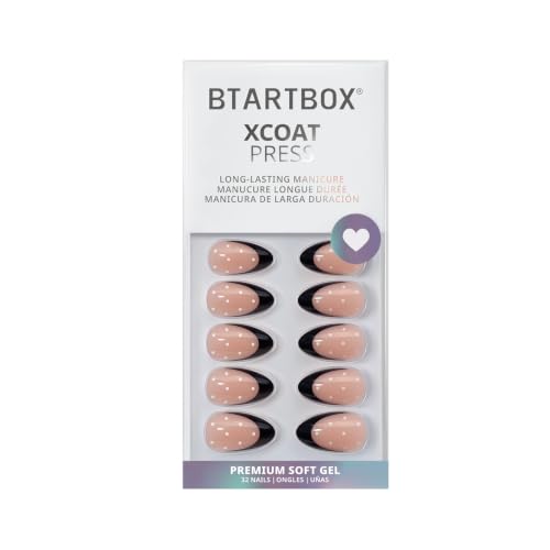 BTArtbox Press On Nails, Dot Couture, Short Almond, Black French Tips, 32Ct - color: A1-Dot Couture