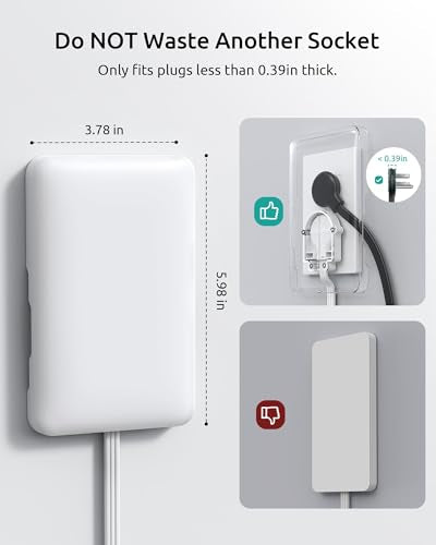 Outlet Cover Extension Cord 6FT, Flat Plug Surge Protector Power Strip - size: 8AC-6FT(3 Prong)