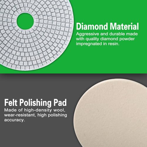 8PCS Diamond Polishing Pads 7 Inch, Wet/Dry Concrete Polish Tools Kit for Drill, Grinder, Polisher, 50-3000 Grit Polishing Set for Marble Granite Quartz Stone - size: 7 Inch 50-3000 Grit