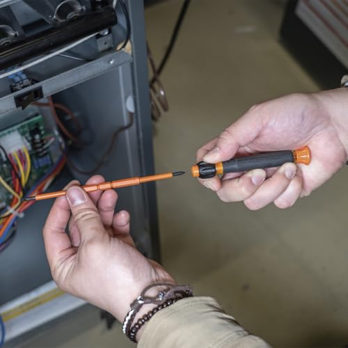 Klein Tools 32581INS Precision Screwdriver, 2-in-1 Insulated Screwdriver with No. 0 Phillips and 1/8-Inch Slotted Bits - style: 2-in-1 Insulated