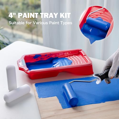 Mister Rui 4 Inch Paint Tray Liners 8-Pack with Lid - size: 4 Inch, 8 Pack