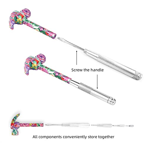 YOUMI 6 in 1 Multifunctional Floral Hammer & Screwdriver Tool Set Claw Hammer with Slotted/Flat Head Phillips Screwdriver Nail Puller Best Christmas Thanksgiving Halloween Gift for Her(Pink) - color: Red