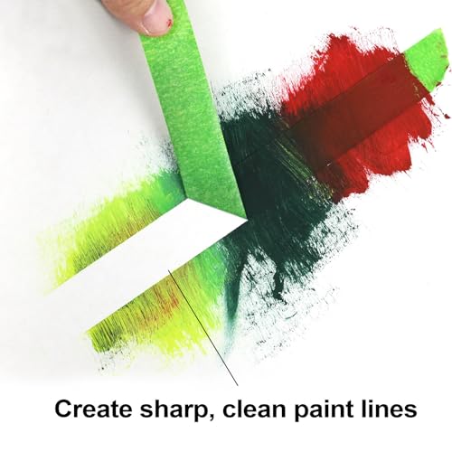 BOMEI PACK Green Painters Tape 1 Inch Bulk - Paint Tape 5 Rolls x 1 Inch x 55 Yards - Green Masking Tape for Walls Painting, DIY Crafting, and School Projects, Total 275 Yards - color: Green