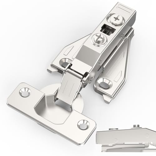 Chibery 9/16", 1/2", 5/8", 3/4" Overlay Soft Close Concealed Hinge for Face Frame Door ＆ Frameless Door, 3D Clip-on Plate, Self Closing Hidden Satin Nickel, 105° Angle, H=3, Full Overlay, 20 Pack - size: H=3, Full Overlay