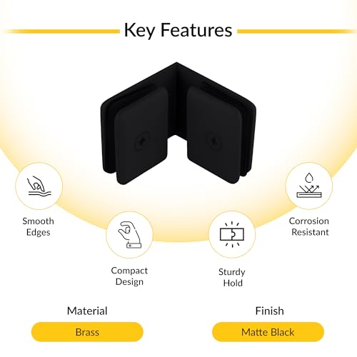 Brixwell Beveled Style 90 Degree Glass To Glass Clamp Brass, Matte Black - color: Matte Black