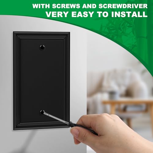 Matte Black Decorative Single Blank Light Switch Covers Wall Plate - size: 1 Blank 4 Pack