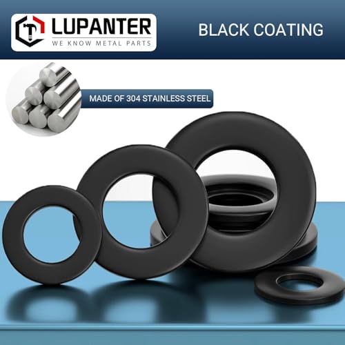 5/16" Black Flat Washers 50 Pack Made of 18-8 (304) Stainless Steel Metal Washers for Screws - color: Black, size: 5/16"