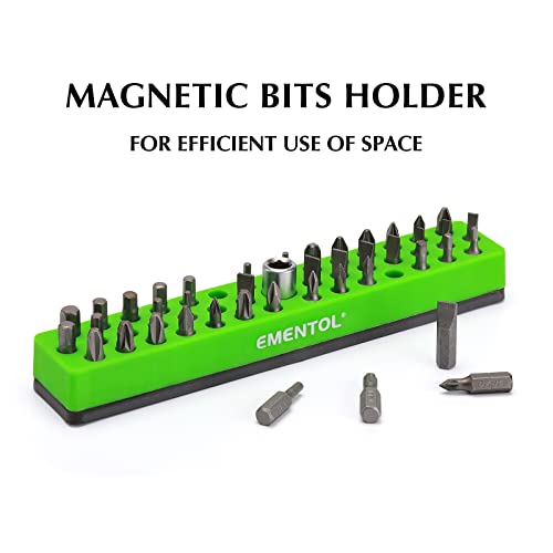 EMENTOL 1/4" Magnetic Bits Holder - Green, 43PCS Hole, Bit Organizer with Strong Magnetic, Magnetic Bits Organizer - color: Green, size: Hex Bit Holder