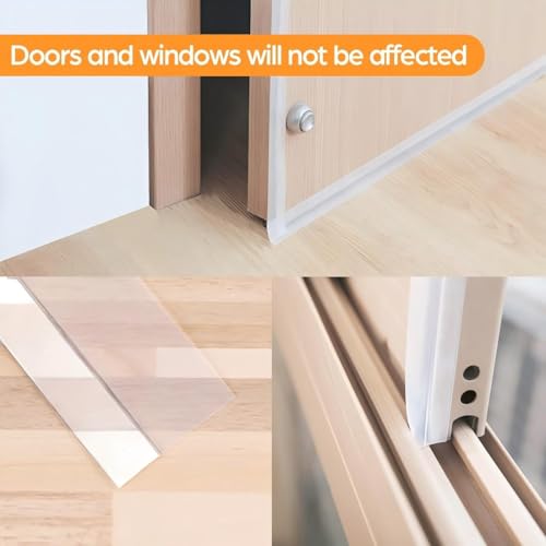 36 Ft Weather Stripping Door Seal Strip Tape,Silicone Door Draft Stopper,Self Adhesive Shower Door Bottom Seal and Door Insulation Strip for Door Frame Windows and Glass Gaps (Transparent, 25mm) - size: 1 in x 36 ft