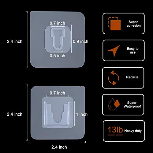 Double Sided Adhesive Wall Hooks,24 Pack Self Adhesive Hooks,Suitable for Hanging and Organizing
