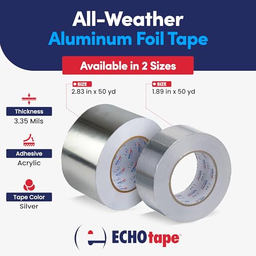ECHOtape MT-A7772 Foil Insulation Tape All Weather Silver 1.89 in x 50 yd - size: 1.89 in x 50 yds / 48mm x 45,72m