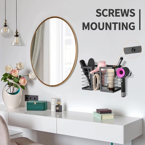 FUNKYLEE 3-in-1 Universal Hair Tool Organizer Wall Mount, Black - color: Black