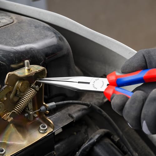 KNIPEX Tools - Long Nose Pliers With Cutter, Multi-Component (2612200), Multi-Colour, 8 inches