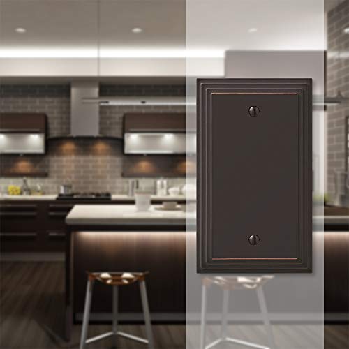 Amerelle Steps Single Blank Cast Metal Wallplate in Aged Bronze - color: Aged Bronze, size: 1 Blank