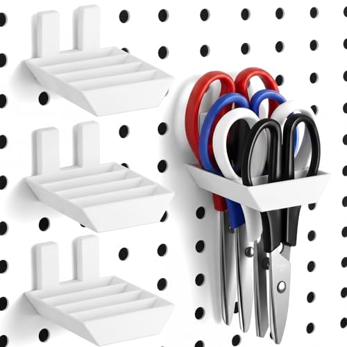 Zonon 4 Pcs Pegboard Scissor Holder 4 Slot White Plastic Hangers - color: White, size: 4 Slot