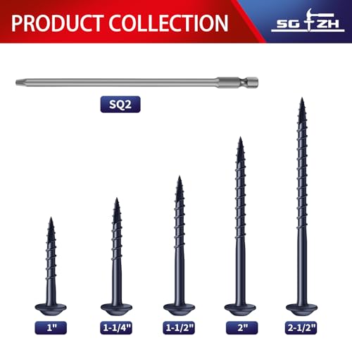 Pocket Hole Screws #8 x 2-1/2" (206Pcs) 2lb. Carbon Steel, Blue, Washer Head, Coarse Thread, Square Drive,150MM Drive Bit Included - color: Blue, size: #8 x 2-1/2"