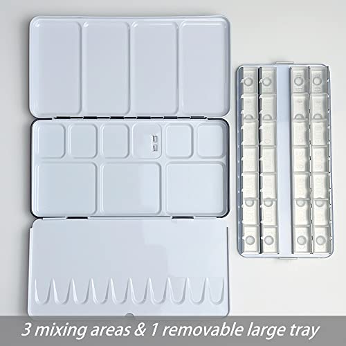 FCLUB Large Watercolor Palette Tin with 28Pcs Watercolor Full Pans - style: Tin with 28 Transparent Full Pans